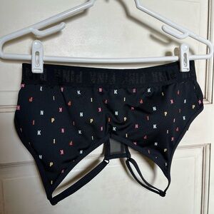 PINK Victoria's Secret Black Bra with Multicolor Letters Large